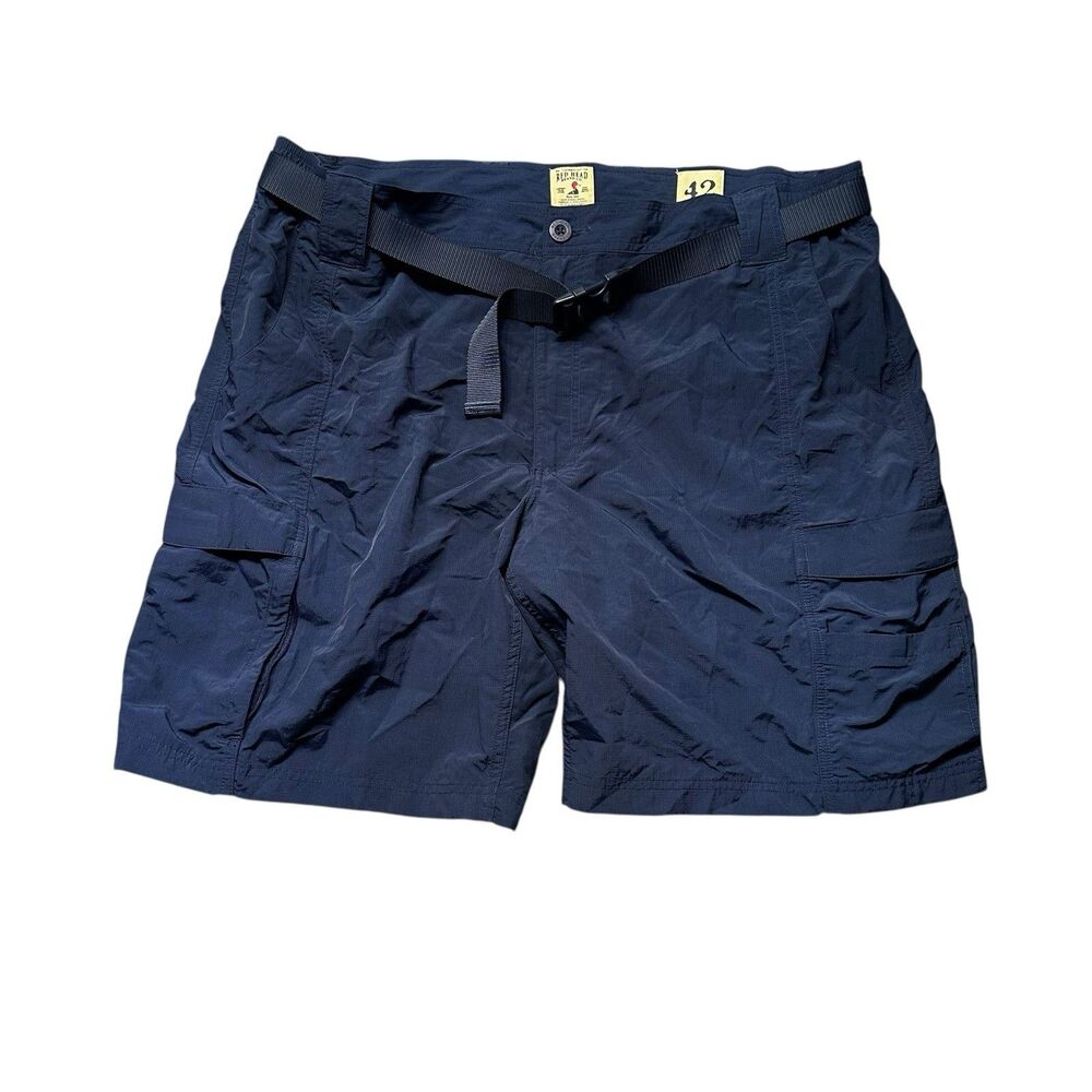Red Head Cargo Shorts Mens 42 Blue Belted Nylon Pockets Outdoor EUC